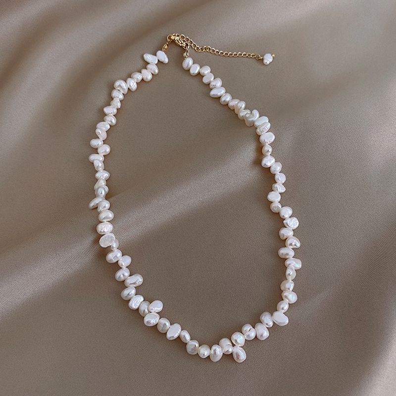 바로크 기장 담수 모조 진주 목걸이 여성 기질 그물 레드 패션 외계인 불규칙한 진주 쇄골 체인 여성