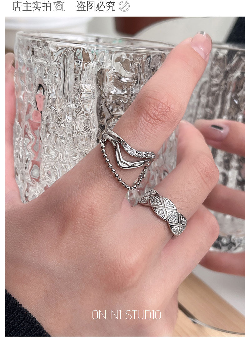 체인 오프닝 s925 스털링 실버 반지