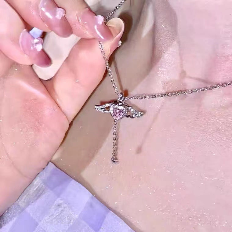 925 Sterling Silver Cupid Heart Necklace Female