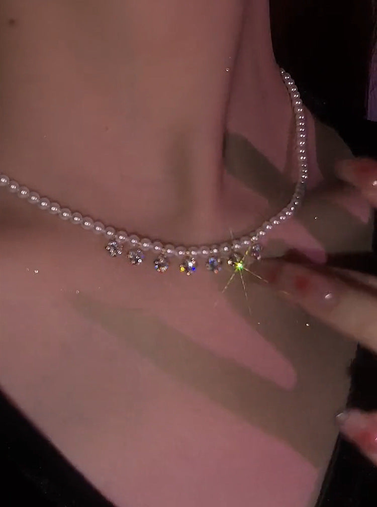 Sweet vintage  zircon tassel necklace