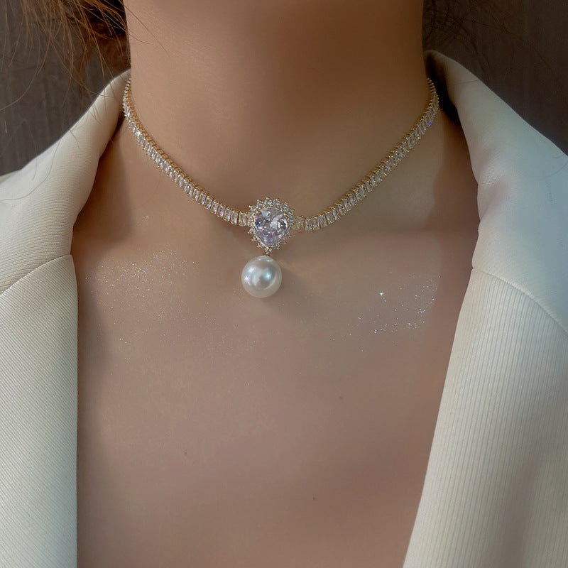 zircon neck chain water drop necklace clavicle chain necklace collar female