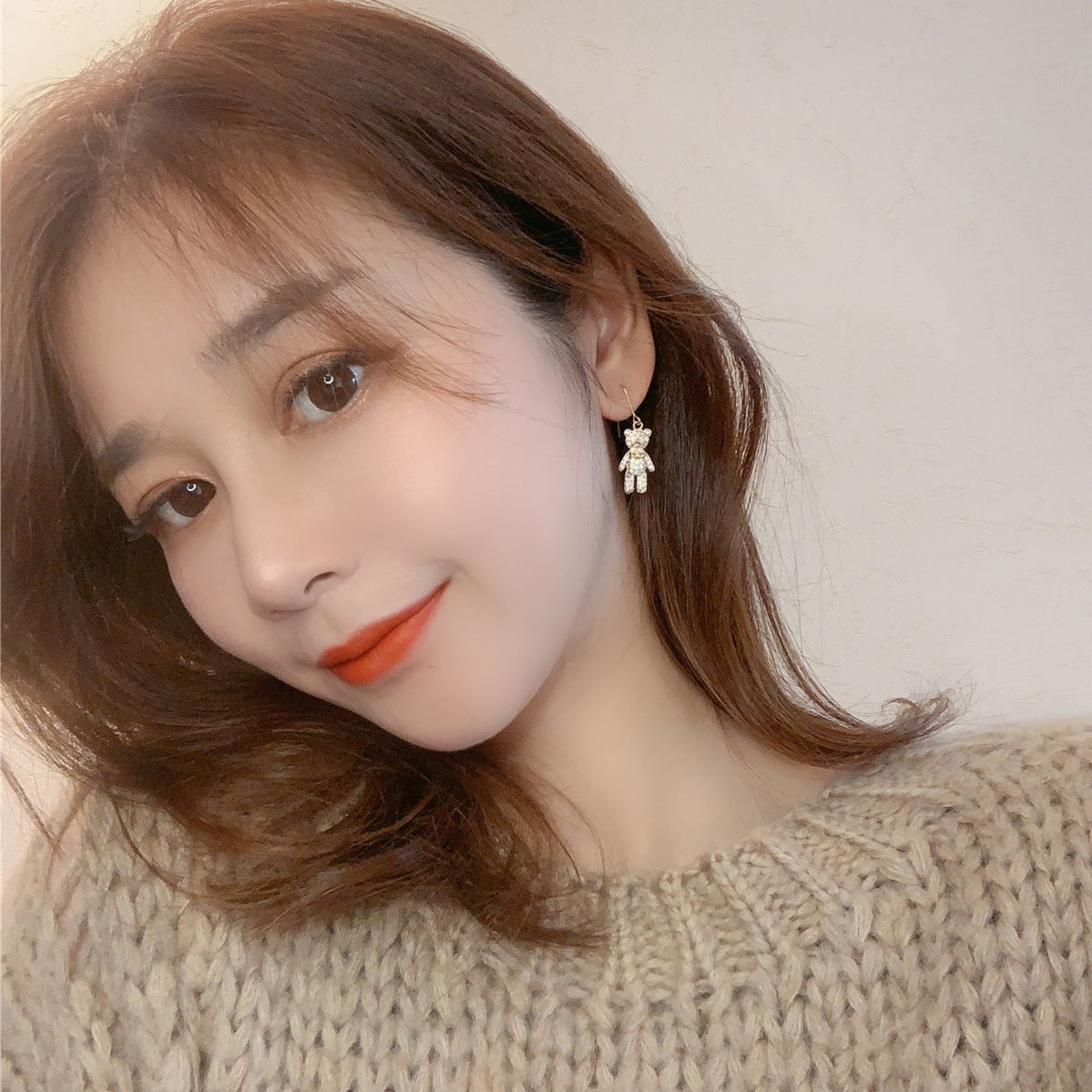 گوشواره خرس الماس ساده