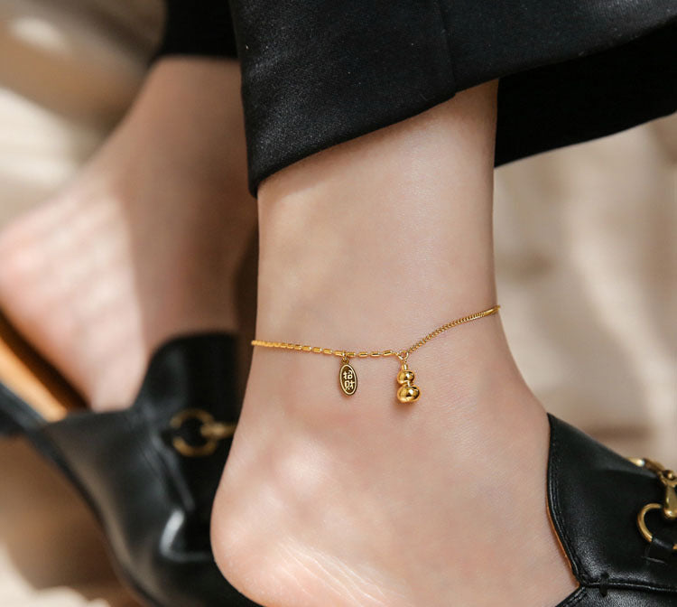 18 Karat vergoldetes, mit Kürbis überzogenes Fußkettchen, weibliches fortschrittliches Gefühlsdesign, verblasst nicht