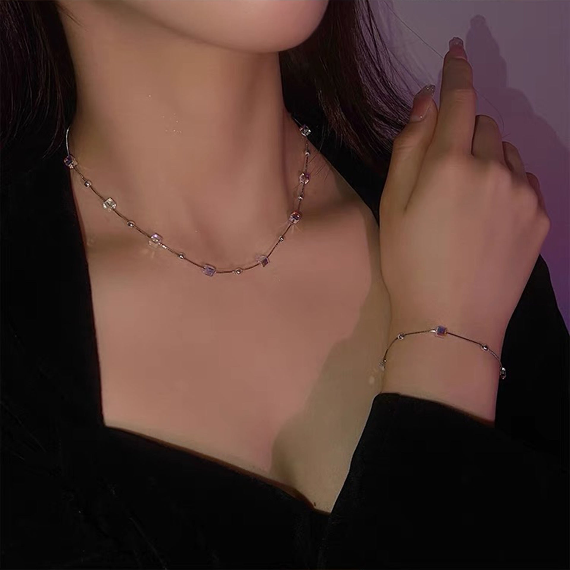 크리스탈 비즈 목걸이