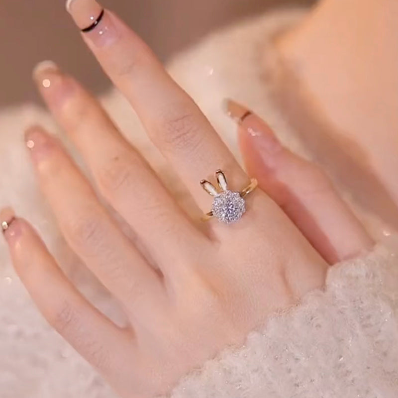 Nhẫn thỏ xoay dễ thương thông minh điều chỉnh ngón trỏ