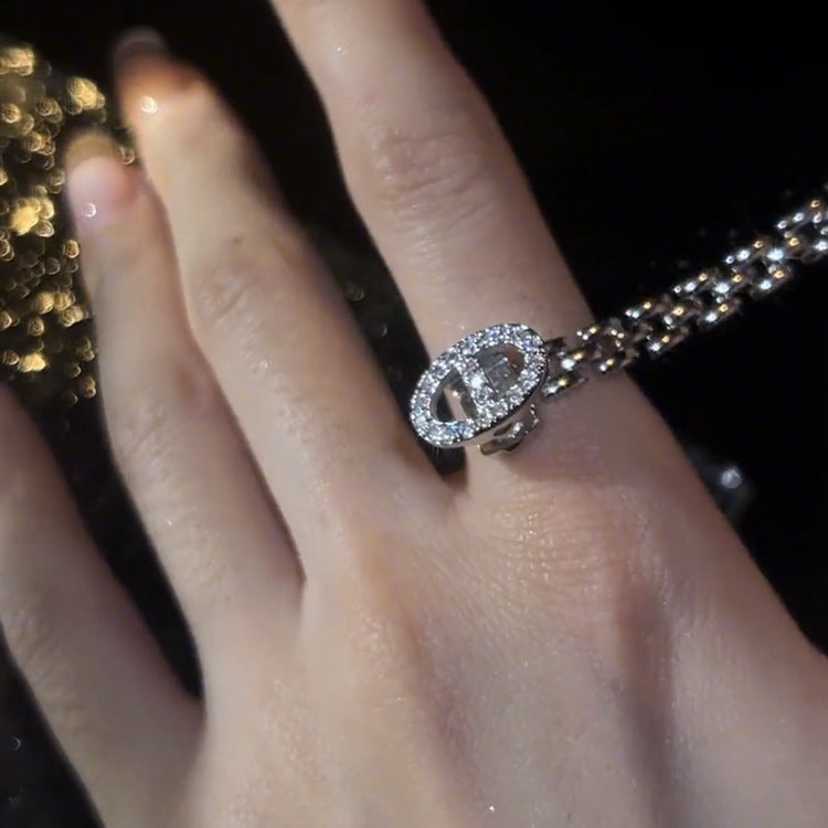 Thiết kế nhỏ vòng điều chỉnh chuỗi mũi lợn zircon hơi khảm