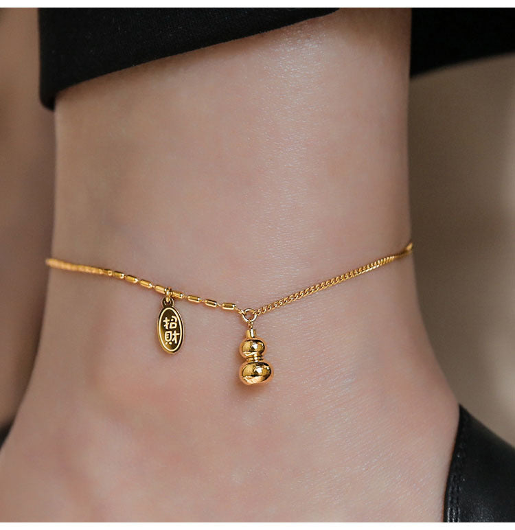 18 Karat vergoldetes, mit Kürbis überzogenes Fußkettchen, weibliches fortschrittliches Gefühlsdesign, verblasst nicht