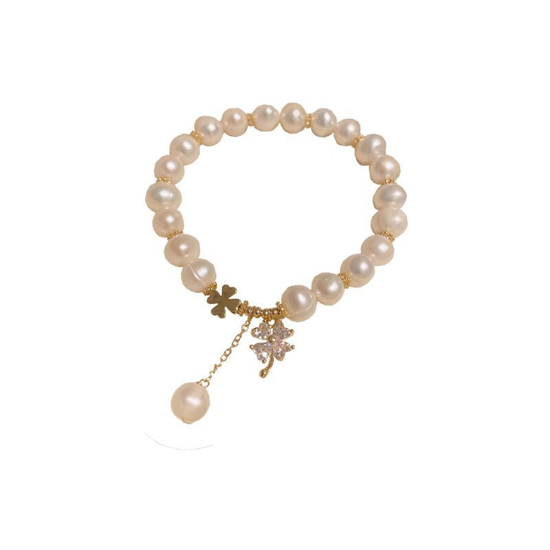 Four-leaf Flower Bracelet White Simple