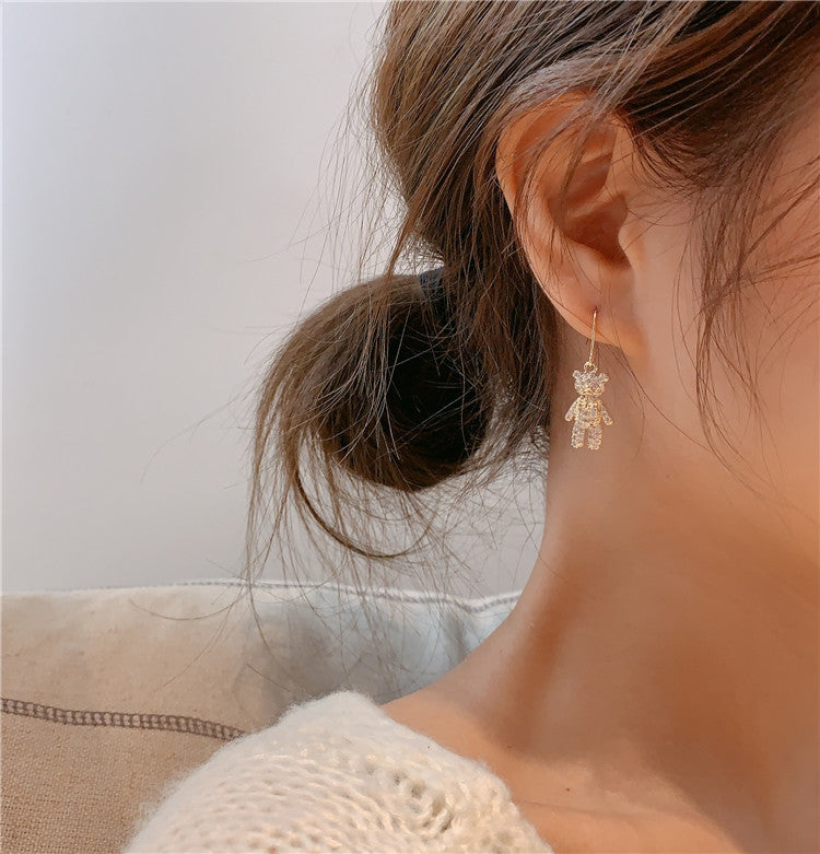 گوشواره خرس الماس ساده