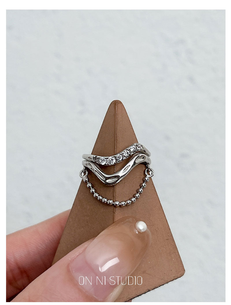 체인 오프닝 s925 스털링 실버 반지