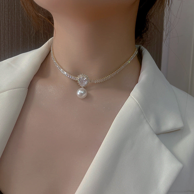 zircon neck chain water drop necklace clavicle chain necklace collar female