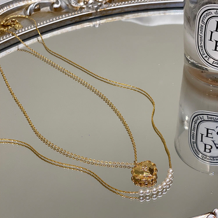 Double Love Pendant Clavicle Chain Necklace