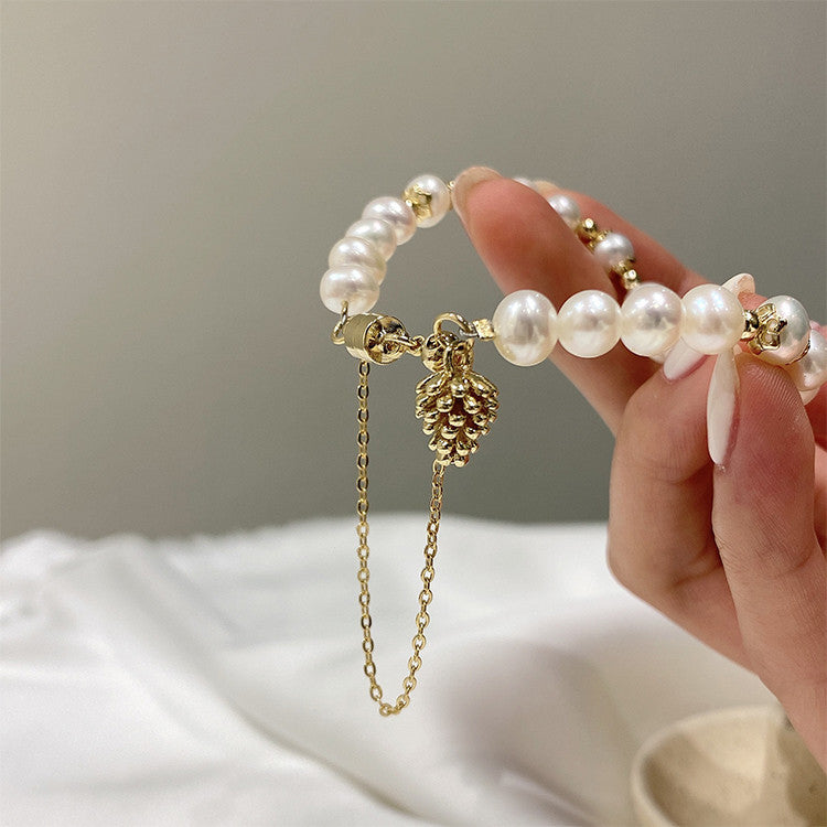 Gelang Gesper Magnet Air Tawar Biji Pinus