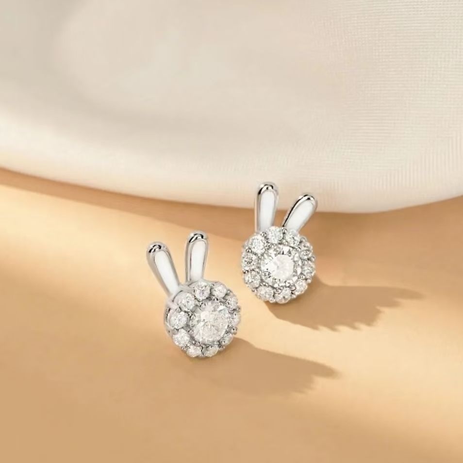 Rotating Bunny Stud Earrings