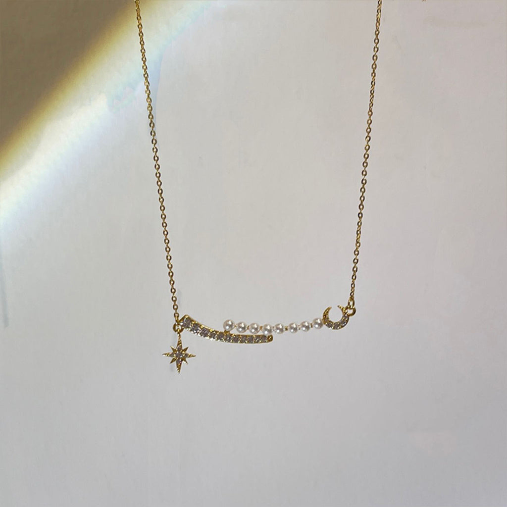 Stern-Mond-Jane-Naht-Halskette