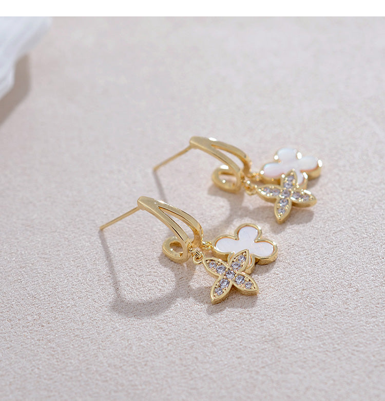 별 귀걸이 Fritillaria 네잎 귀걸이 귀걸이