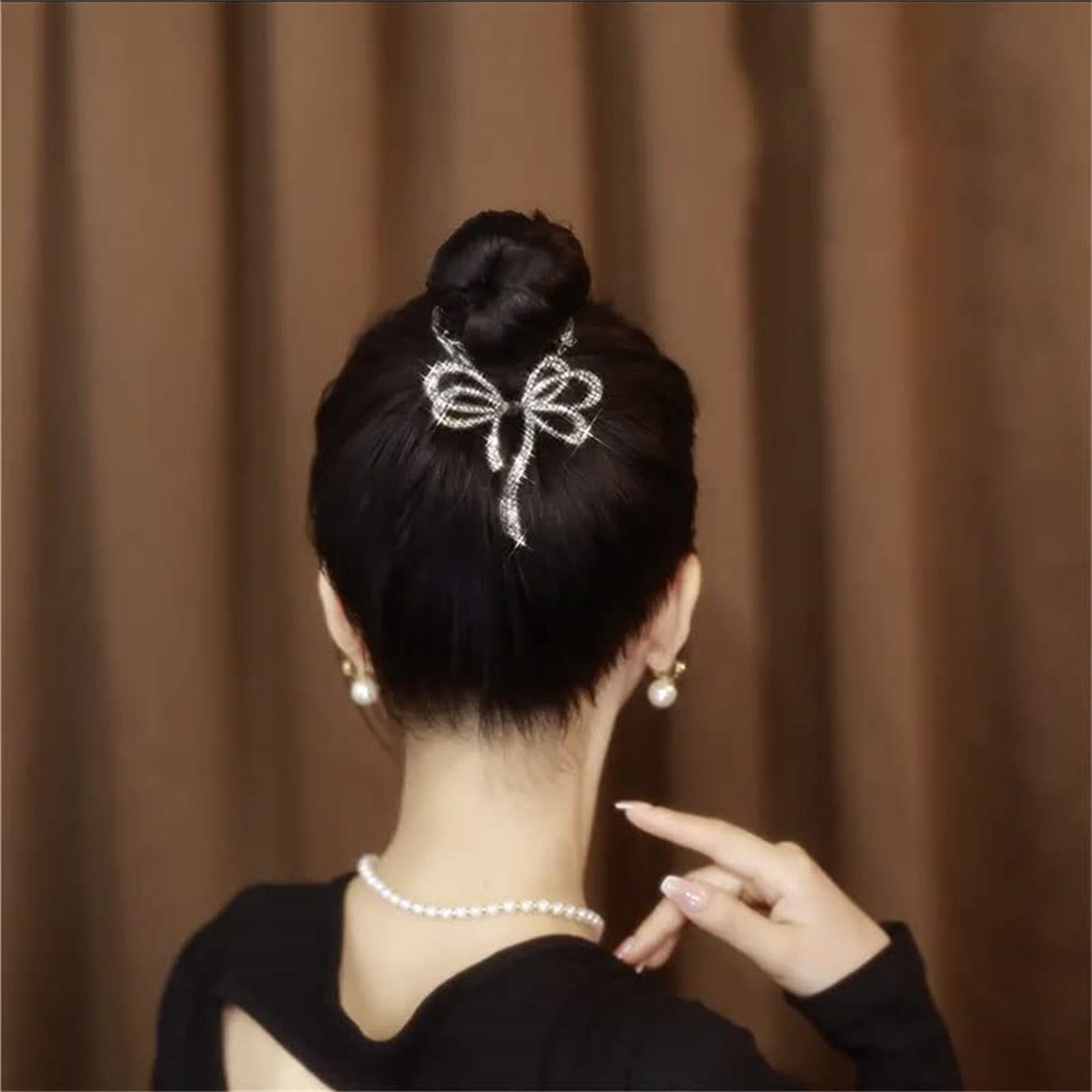 Rhinestone Bow Hairpin