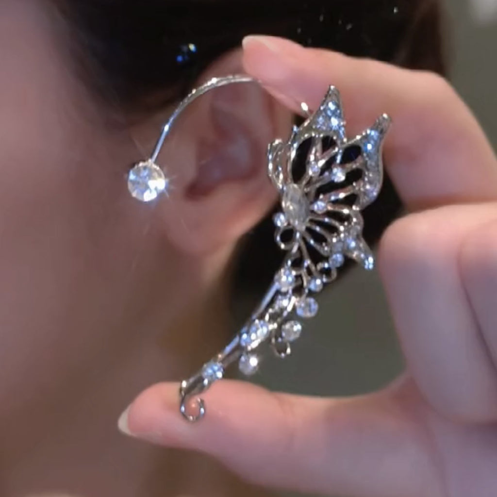 گوشواره پروانه ای الماس بدون سوراخ