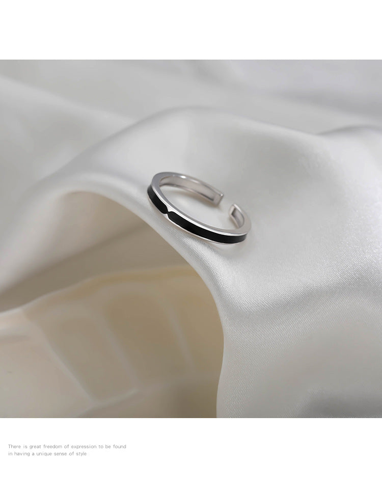 블랙 링 여성 디자인 틈새 오프닝 링 여성 패션 개성 실버 링 2022 새로운 트렌드