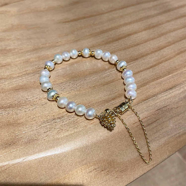 Gelang Gesper Magnet Air Tawar Biji Pinus