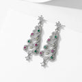 S925 Silver Needle Zircon Snowflake Colorful Christmas Tree Earrings