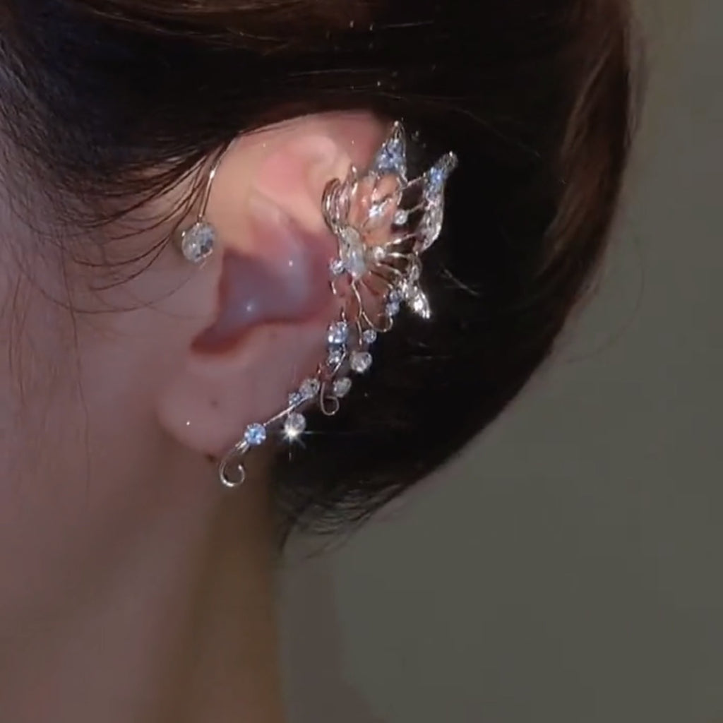 گوشواره پروانه ای الماس بدون سوراخ