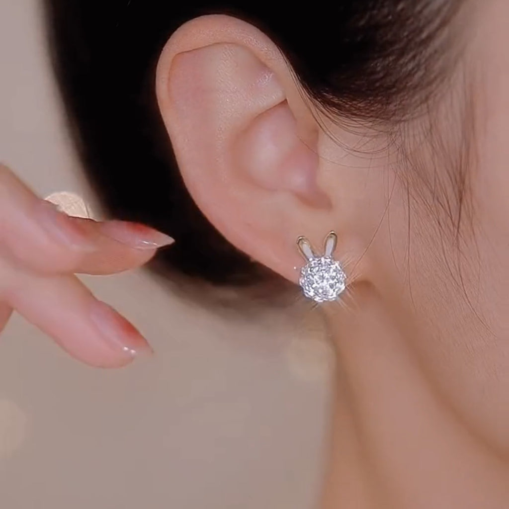 Rotating Bunny Stud Earrings