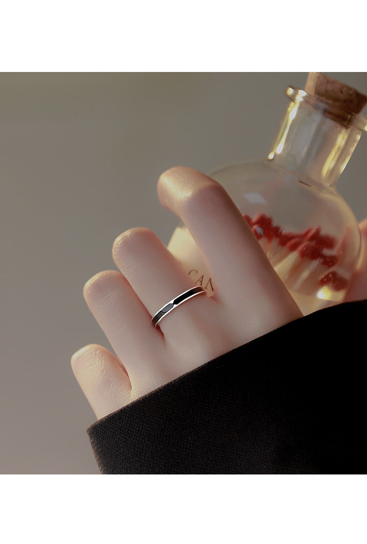 블랙 링 여성 디자인 틈새 오프닝 링 여성 패션 개성 실버 링 2022 새로운 트렌드