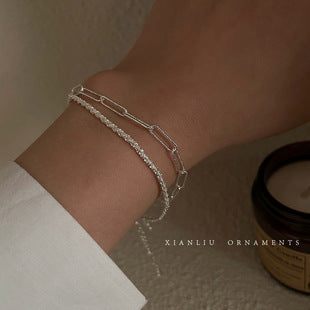 Retro personality s925 silver plated bracelet female