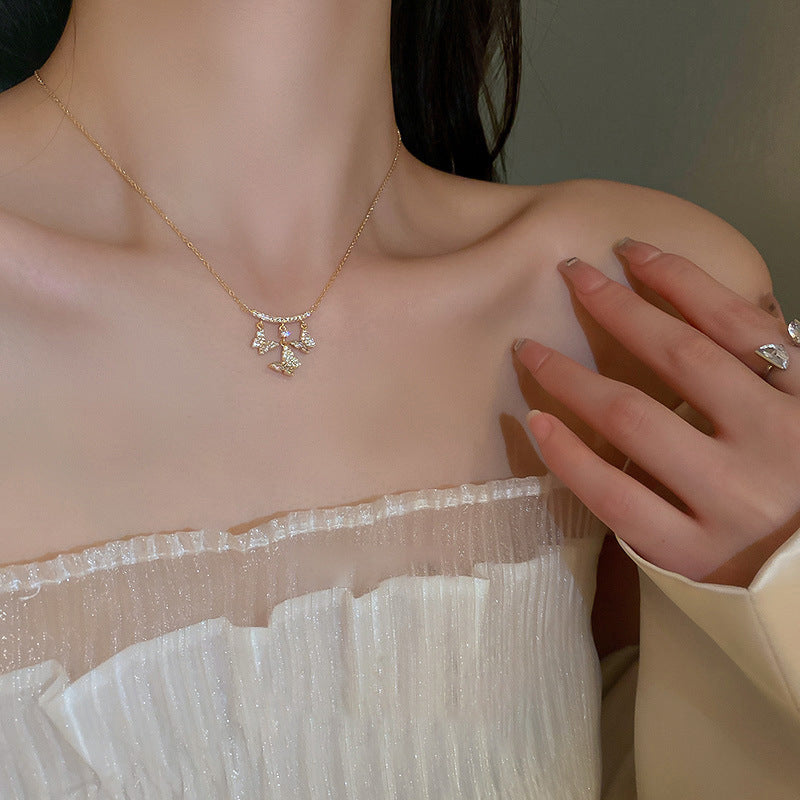 Echtgold galvanisierte Waldzirkon-Schmetterlings-Halskette