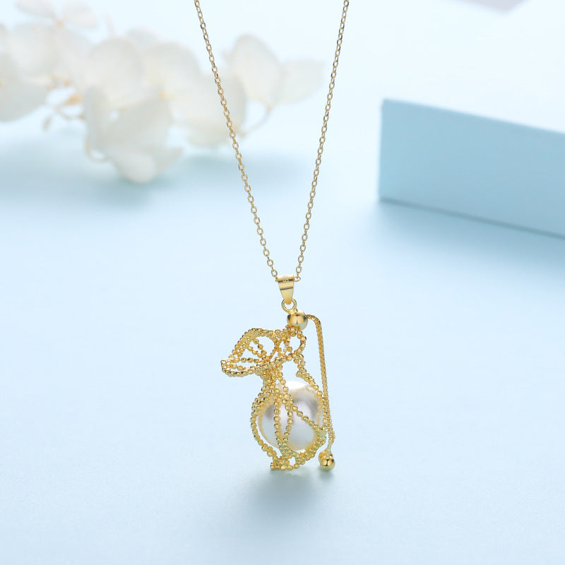 S925 Kalung Tarik Anyaman Emas 18K