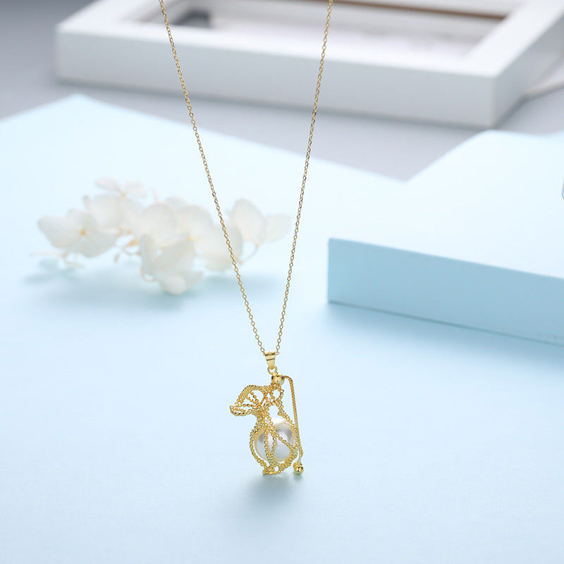 S925 Kalung Tarik Anyaman Emas 18K