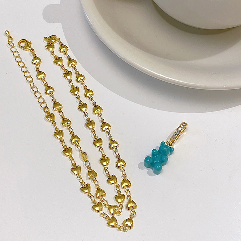 Rantai leher liontin warna gummy bear